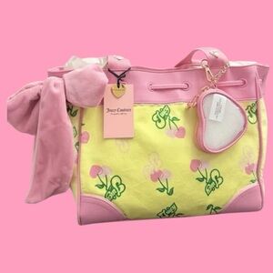 Juicy Couture| Retro Cherry Pink and bright Yellow Tote Bag.